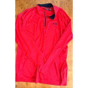 Under Armour Pullover Mens 2XL Red 1/4 Zip Long Sleeve Athletic Top